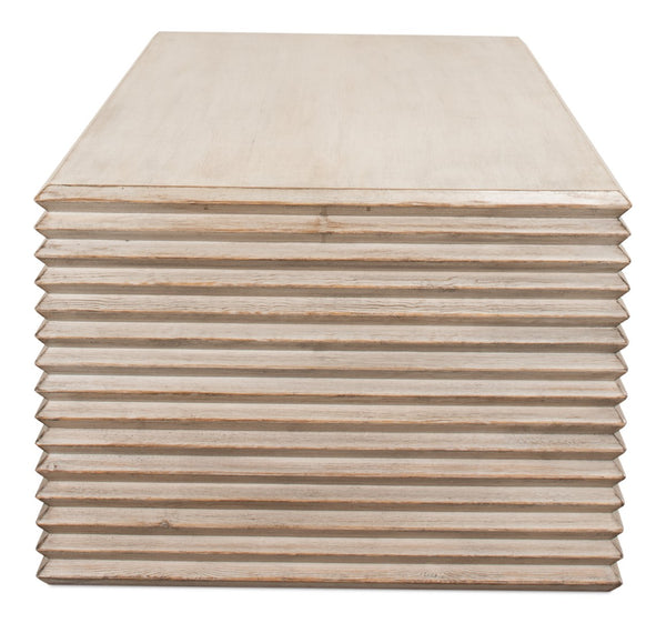 Sarreid Stacked Cocktail Table - Stylish Stone Grey Reclaimed Wood Design For Modern Living Spaces Grey  53464-1