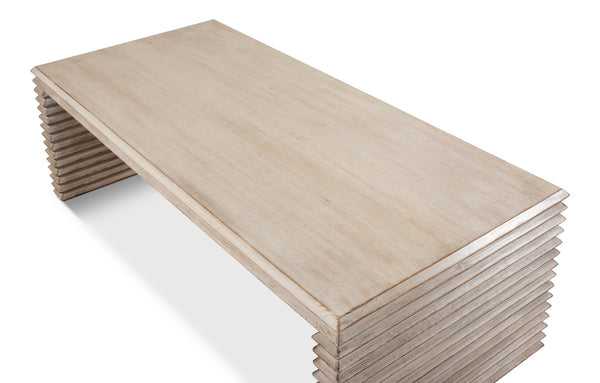 Sarreid Stacked Cocktail Table - Stylish Stone Grey Reclaimed Wood Design For Modern Living Spaces Grey  53464-1