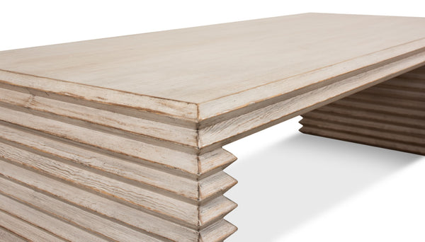 Sarreid Stacked Cocktail Table - Stylish Stone Grey Reclaimed Wood Design For Modern Living Spaces Grey  53464-1