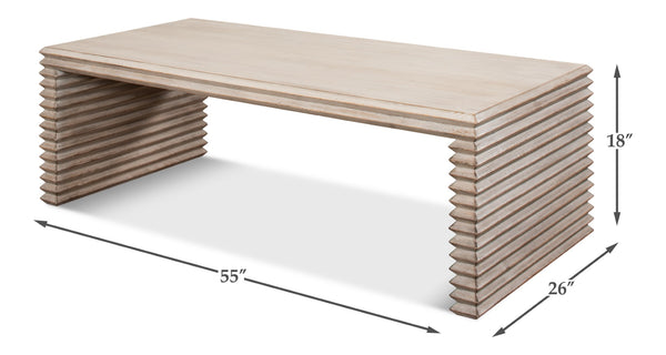 Sarreid Stacked Cocktail Table - Stylish Stone Grey Reclaimed Wood Design For Modern Living Spaces Grey  53464-1