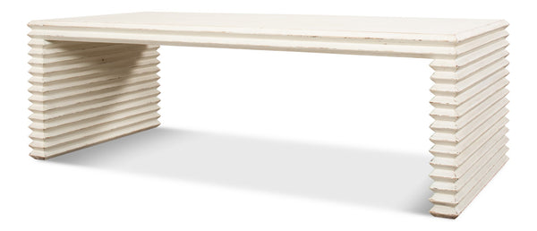 Sarreid Stacked Cocktail Table: Charming Antique White Finish With Reclaimed Pine For Timeless Elegance White  53464-3