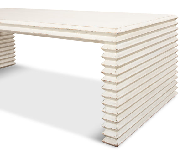 Sarreid Stacked Cocktail Table: Charming Antique White Finish With Reclaimed Pine For Timeless Elegance White  53464-3