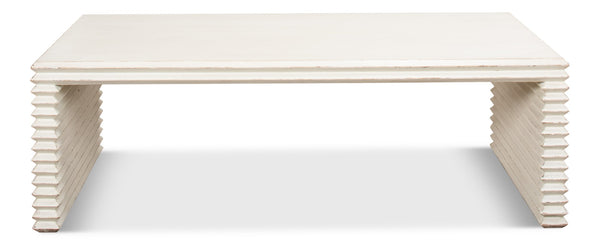 Sarreid Stacked Cocktail Table: Charming Antique White Finish With Reclaimed Pine For Timeless Elegance White  53464-3