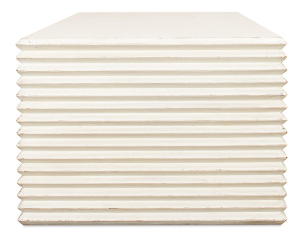 Sarreid Stacked Cocktail Table: Charming Antique White Finish With Reclaimed Pine For Timeless Elegance White  53464-3