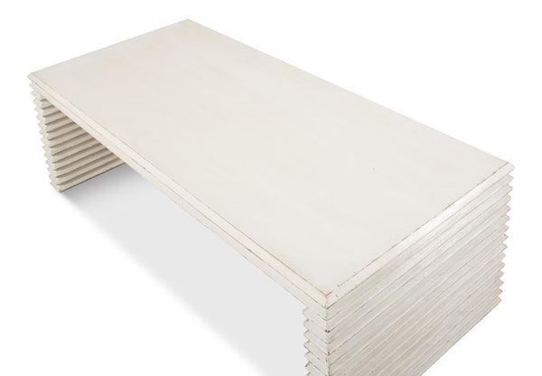 Sarreid Stacked Cocktail Table: Charming Antique White Finish With Reclaimed Pine For Timeless Elegance White  53464-3