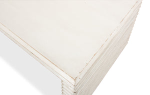 Sarreid Stacked Cocktail Table: Charming Antique White Finish With Reclaimed Pine For Timeless Elegance White  53464-3