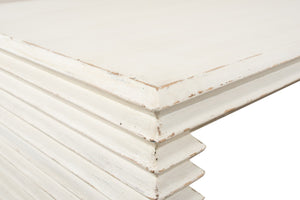 Sarreid Stacked Cocktail Table: Charming Antique White Finish With Reclaimed Pine For Timeless Elegance White  53464-3