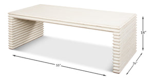 Sarreid Stacked Cocktail Table: Charming Antique White Finish With Reclaimed Pine For Timeless Elegance White  53464-3