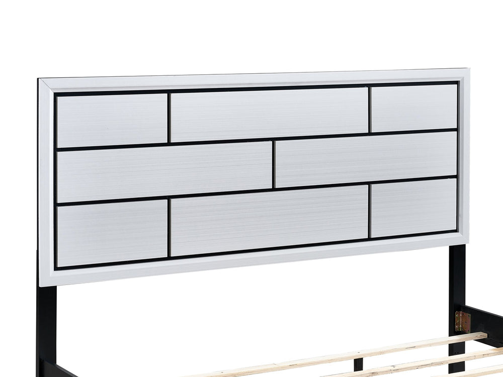 English Elm Glasgow Queen Bed In White With Wood-Grain Finish & Black Accents - Modern Design & Durable Support B078S00637