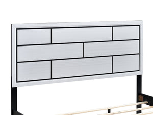 English Elm Glasgow Queen Bed In White With Wood-Grain Finish & Black Accents - Modern Design & Durable Support B078S00637