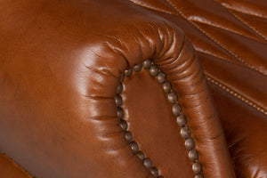 Sarreid Bugatti Leather Swivel Chair - Vintage Havana Style, Nailhead Trim & Wood Base For Ultimate Comfort Brown  53469