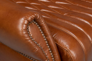 Sarreid Bugatti Leather Swivel Chair - Vintage Havana Style, Nailhead Trim & Wood Base For Ultimate Comfort Brown  53469