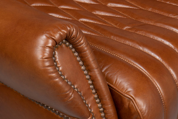 Sarreid Bugatti Leather Swivel Chair - Vintage Havana Style, Nailhead Trim & Wood Base For Ultimate Comfort Brown  53469