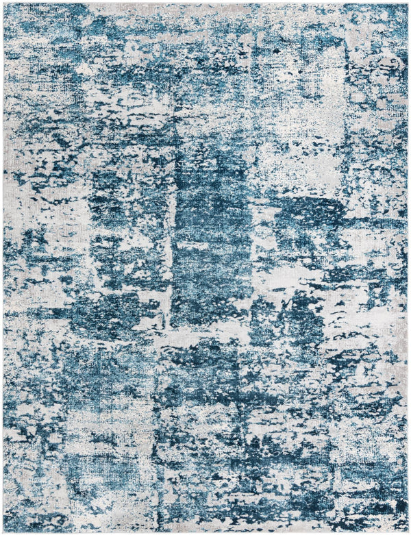 Unique Loom Finsbury Elizabeth Machine Made Abstract Rug Blue, Ivory/Gray/Light Blue 9' 0" x 12' 2"