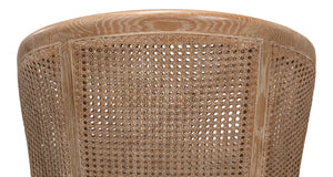 Sarreid Randolph Wing Chair - Luxurious 100% Linen Upholstery In Natural Color With Oak & White Wash Finish Beige  53473