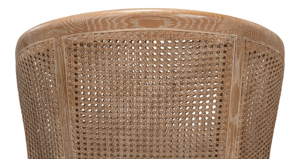 Sarreid Randolph Wing Chair - Luxurious 100% Linen Upholstery In Natural Color With Oak & White Wash Finish Beige  53473