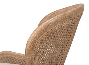 Sarreid Randolph Wing Chair - Luxurious 100% Linen Upholstery In Natural Color With Oak & White Wash Finish Beige  53473