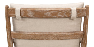 Sarreid Tugen Armchair - Luxurious 100% Linen Upholstery In Natural Color With Elegant Oak & White Wash Finish Beige  53474