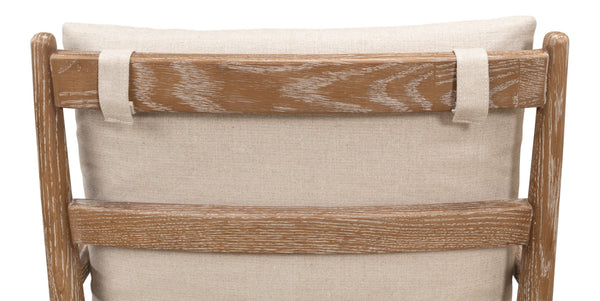 Sarreid Tugen Armchair - Luxurious 100% Linen Upholstery In Natural Color With Elegant Oak & White Wash Finish Beige  53474