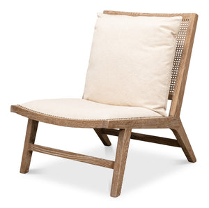 Sarreid Mia Chair - Cream Cotton-linen Blend With Oak & White Wash Finish For Elegant Home Decor Style Beige  53476