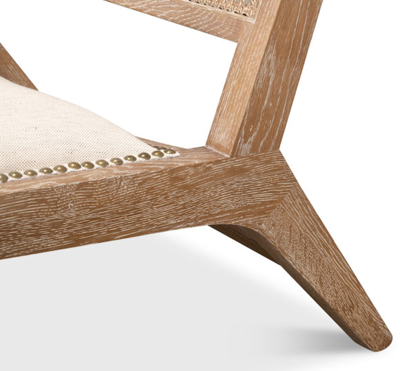 Sarreid Mia Chair - Cream Cotton-linen Blend With Oak & White Wash Finish For Elegant Home Decor Style Beige  53476