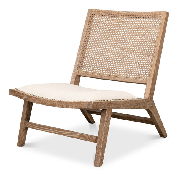 Sarreid Mia Chair - Cream Cotton-linen Blend With Oak & White Wash Finish For Elegant Home Decor Style Beige  53476