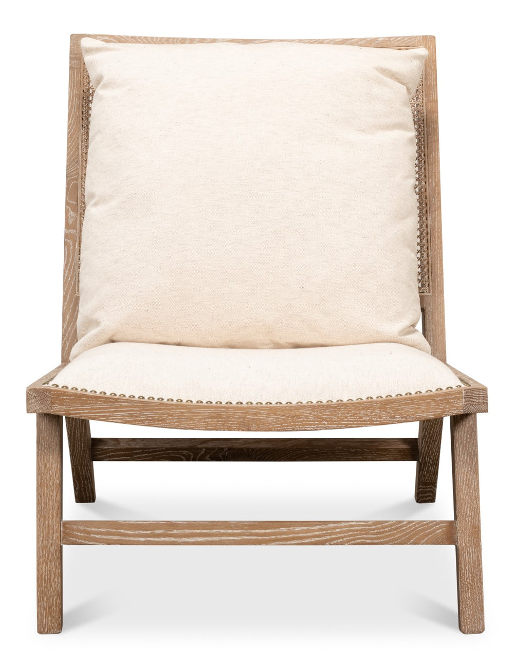 Sarreid Mia Chair - Cream Cotton-linen Blend With Oak & White Wash Finish For Elegant Home Decor Style Beige  53476