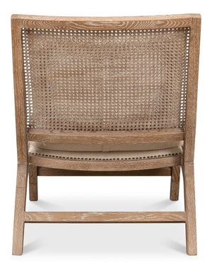 Sarreid Mia Chair - Cream Cotton-linen Blend With Oak & White Wash Finish For Elegant Home Decor Style Beige  53476