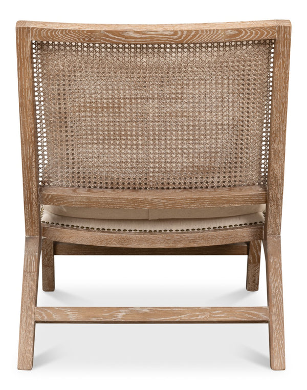 Sarreid Mia Chair - Cream Cotton-linen Blend With Oak & White Wash Finish For Elegant Home Decor Style Beige  53476