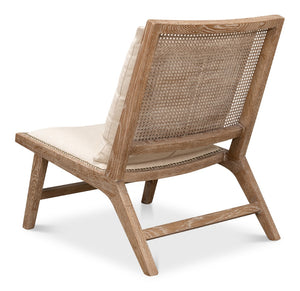 Sarreid Mia Chair - Cream Cotton-linen Blend With Oak & White Wash Finish For Elegant Home Decor Style Beige  53476