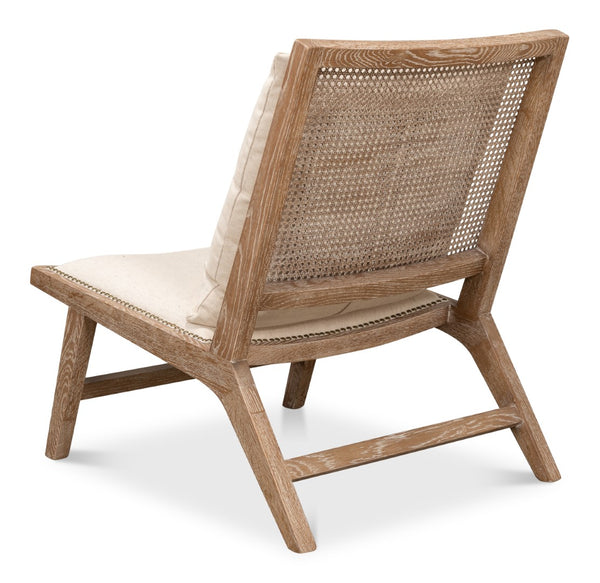 Sarreid Mia Chair - Cream Cotton-linen Blend With Oak & White Wash Finish For Elegant Home Decor Style Beige  53476