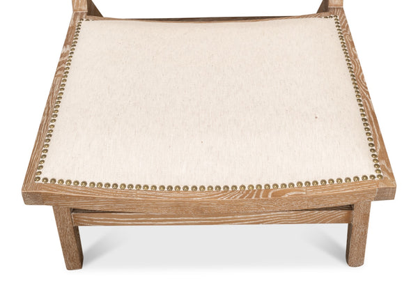 Sarreid Mia Chair - Cream Cotton-linen Blend With Oak & White Wash Finish For Elegant Home Decor Style Beige  53476