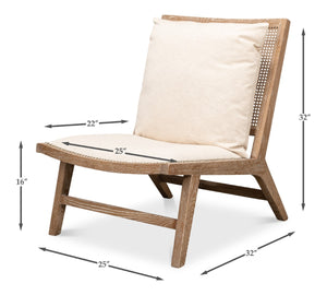 Sarreid Mia Chair - Cream Cotton-linen Blend With Oak & White Wash Finish For Elegant Home Decor Style Beige  53476
