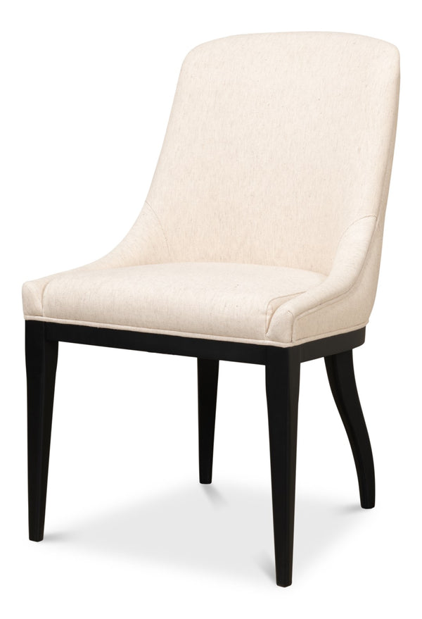 Sarreid Claire Dining Chair - Elegant Cream Fabric With Maple & Black Finish For Modern Dining Spaces Beige  53477