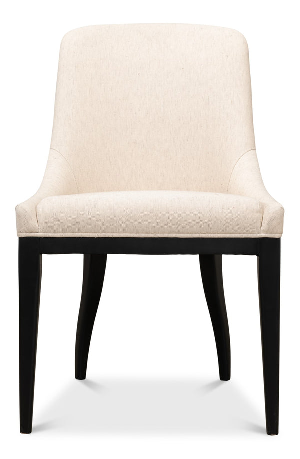 Sarreid Claire Dining Chair - Elegant Cream Fabric With Maple & Black Finish For Modern Dining Spaces Beige  53477