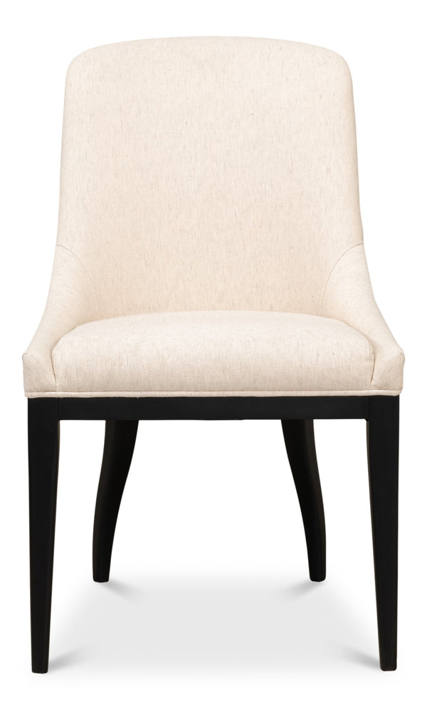 Sarreid Claire Dining Chair - Elegant Cream Fabric With Maple & Black Finish For Modern Dining Spaces Beige  53477
