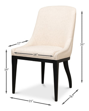 Sarreid Claire Dining Chair - Elegant Cream Fabric With Maple & Black Finish For Modern Dining Spaces Beige  53477