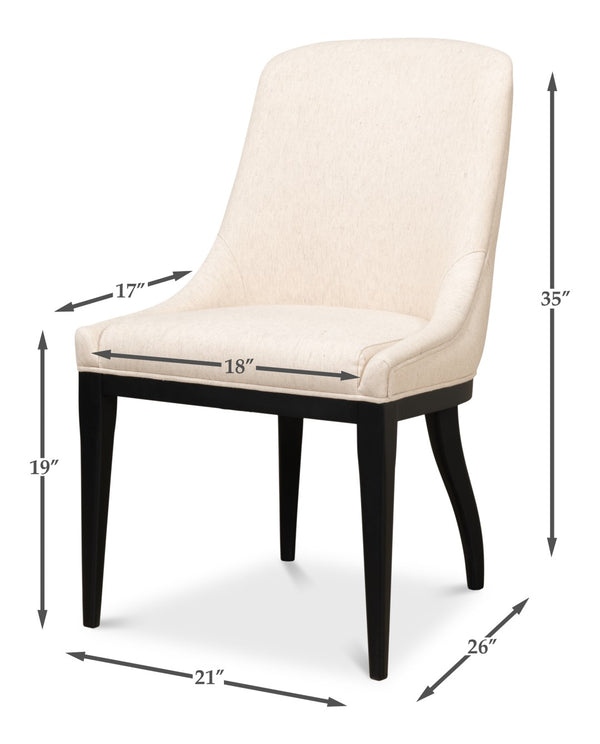 Sarreid Claire Dining Chair - Elegant Cream Fabric With Maple & Black Finish For Modern Dining Spaces Beige  53477