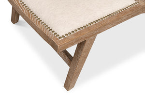 Sarreid Abella Chair - Elegant Cream Upholstered Design With Oak & White Wash Finish For Chic Interiors Beige  53478