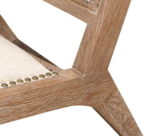 Sarreid Abella Chair - Elegant Cream Upholstered Design With Oak & White Wash Finish For Chic Interiors Beige  53478