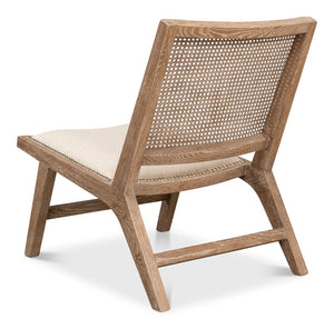 Sarreid Abella Chair - Elegant Cream Upholstered Design With Oak & White Wash Finish For Chic Interiors Beige  53478