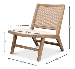 Sarreid Abella Chair - Elegant Cream Upholstered Design With Oak & White Wash Finish For Chic Interiors Beige  53478