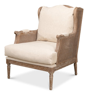 Sarreid Ava Chair - Luxurious Cream Cotton & Linen Blend With Oak Whitewash Finish For Stylish Comfort Beige  53479