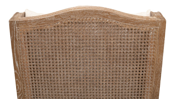 Sarreid Ava Chair - Luxurious Cream Cotton & Linen Blend With Oak Whitewash Finish For Stylish Comfort Beige  53479