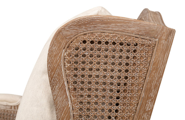 Sarreid Ava Chair - Luxurious Cream Cotton & Linen Blend With Oak Whitewash Finish For Stylish Comfort Beige  53479