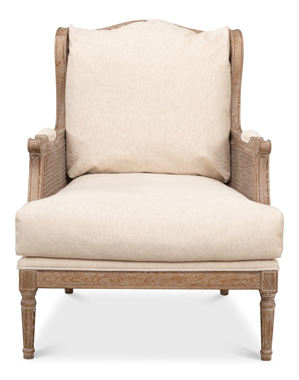 Sarreid Ava Chair - Luxurious Cream Cotton & Linen Blend With Oak Whitewash Finish For Stylish Comfort Beige  53479