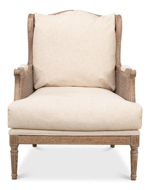 Sarreid Ava Chair - Luxurious Cream Cotton & Linen Blend With Oak Whitewash Finish For Stylish Comfort Beige  53479