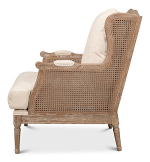 Sarreid Ava Chair - Luxurious Cream Cotton & Linen Blend With Oak Whitewash Finish For Stylish Comfort Beige  53479