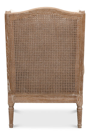 Sarreid Ava Chair - Luxurious Cream Cotton & Linen Blend With Oak Whitewash Finish For Stylish Comfort Beige  53479
