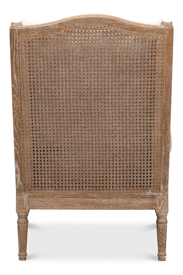 Sarreid Ava Chair - Luxurious Cream Cotton & Linen Blend With Oak Whitewash Finish For Stylish Comfort Beige  53479